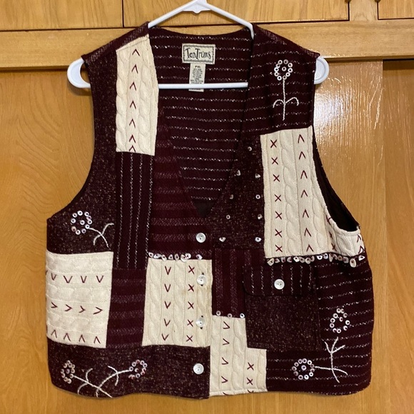 Vintage Woven vest, button closure, one patch pocket - Picture 1 of 9